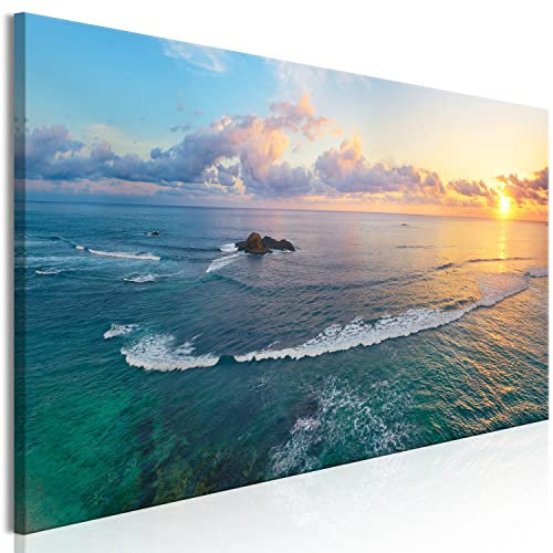 murando Acrylglasbild Landschaft 135x45 cm 1 Teilig Wandbild auf Acryl Glasbilder Kunstdruck Moderne Acrylglas Platte Wanddekoration Geschenke Heimdekoration Glasbild Meer Sonnenuntergang Felsen