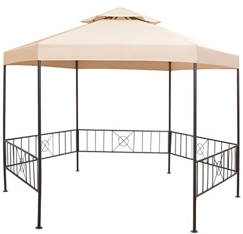 Leepesx Gartenpavillon Partyzelt, Pavillon, Pergola, Wasserdicht, Garten Pavillion, Grillpavillon, überdachung Terrasse, Anstellpavillon, Pool Pavillon, Hexagonal Beige 323x265 cm