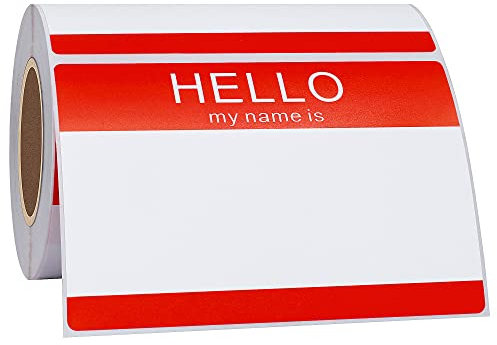 Hycodest 89 x 60 mm rote Hello My Name is Stick on Namensschild-Aufkleber, 200 Aufkleber
