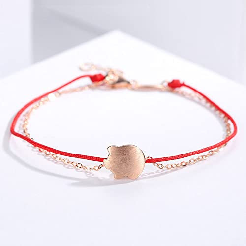 BVFRA Armband Damen Silber,S925 Silber Freundschaftsarmbänder Schweinchen Roségold Verstellbares Armband Süßes Tier Glücksschmuck Geschenk Für Frauen Mädchen Tochter Schwestern