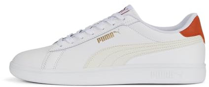 PUMA Smash 3.0 L Sneaker, White Vapor Gray Chili Pepper, 40 EU