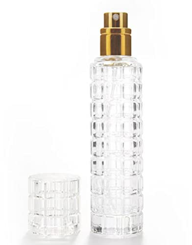 Enslz Glasflasche, nachfüllbar, Parfümzerstäuber, Spray, Parfümflaschen, 28 ml, Reise-Kölnflasche, tragbar (Gold)