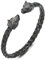 COOLSTEELANDBEYOND Herren Wolfskopf Armband Edelstahl Geflochtene Stahlkabel Armreif Grau Schwarz Poliert, Verstellbare