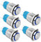 RUNCCI-YUN 5 Piezas 16mm Momentáneo Pulsador de Metal DC 3A 12V-24V Acero Inoxidable Impermeable Interruptor de Botón Redondo para Coche Lámpara Timbre (Cabezal Alto) Anillo de Luz LED Azul