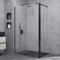 Sogood Paroi de Douche à L'italienne Transparent 50cm Pare-Douche Verre de Sécurité 8mm Bremen1K 50x200cm Profilé Noir Stabilisateur Rond