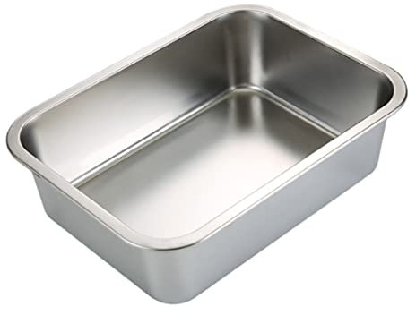 Liummrcy Edelstahl -Stahl -Müllbox Edelstahl -Katzentoilette für Katzen Kaninchen -Geruchskontrolle Nicht -Stabstreu -Tablett Extra große Pfanne 45 x 35 x 10 cm