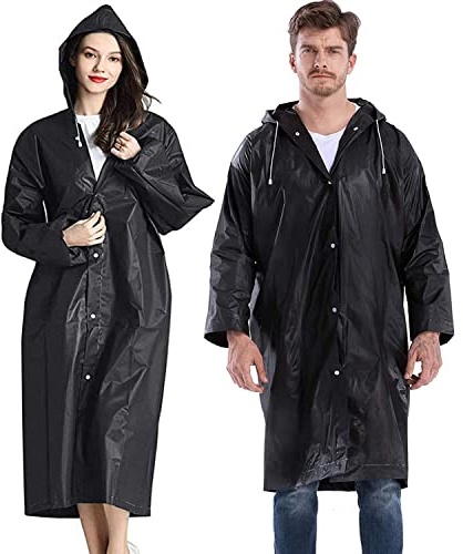 YANKUIRUI Rain Poncho for Adults, 2 Pack Rain Coats Reusable Rain Jacket Rainwear with Hoods and Sleeves, Waterproof for Emergency, Outdoors, Camping, Disney