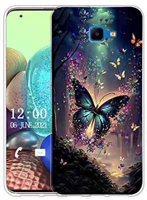 Sunrive Hülle Kompatibel mit Samsung Galaxy J4 Plus (2018) Silikon,Transparent Handyhülle Schutzhülle Etui Karikatur Muster Weiches TPU Silikon Case (Schmetterlinge, Dschungel, Blumen) MEHRWEG