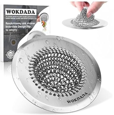 Wokdada Sink Drain Strainer, Reversible Mesh Sink Strainer with 304 Stainless Steel, Revolutionary Anti-rust Kitchen Sink Strainer Food Catcher for Garbage Disposal without Clogging