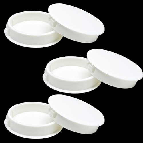 BOPOREAE 50 mm Kunststoffstopfen für runde Löcher, weiße Schraubenlochstopfen, bündiger Schnappverschluss, Abdeckkappen für Blechplatten, Rohre, Küchenschrank, Möbeltür, 6 Stück