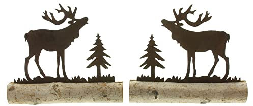 FRANK FLECHTWAREN Deko Wald-Elch, 2er Set, Metall, Holz Maße: 12 x 3 x 15 cm