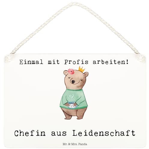 Mr. & Mrs. Panda Schild Chefin Leidenschaft DIN A6 - Geschenk, Lustig, holzbild, Beste, CEO, Spruch, Deko, Holzschild, Führungskraft, Türschild, wandtafel