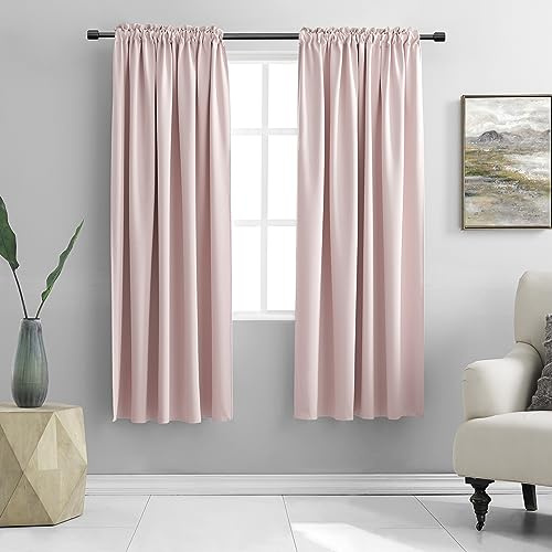 Verdunkelungsvorhänge, für Schlafzimmer, Kinderzimmer, Tunnelzug, wärmeisoliert, für Babyzimmer, 2 Schals, 132,1 x 182,9 cm, Rosa (Blush Pink)