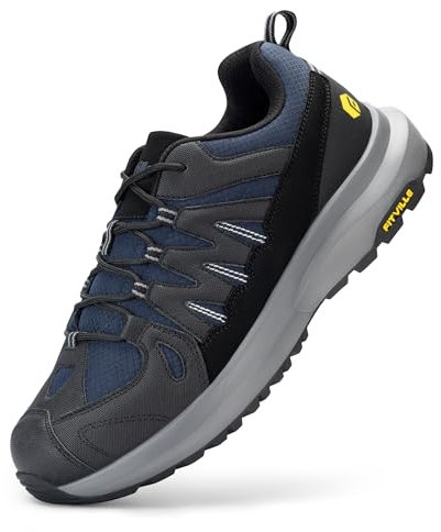 FitVille Wanderschuhe Herren Extra Breit Leicht atmungsaktive Trekkingschuhe Weite Outdoor Schuhe rutschfeste Bergschuhe Dämpfung Herren Sneaker mit Fußgewölbestütze Marineblau 43 EU Weit