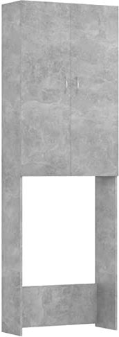 Tidyard Mobile per Lavatrice,Scaffale Sopralavatrice,Scaffale per Lavatrice con Ripiani,Scaffale Salvaspazio,Mobile Bagno Salvaspazio,Mobile sopra Lavatrice,Scaffale WC Grigio Cemento 64x25,5x190 cm