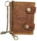 ayados Geldbörse Skull Motiv Herren Echt Leder Portemonnaie mit Hosenkette Geld-börse Portmonee Vintage Wallet Totenkopf (Skull Geldbörse mit Kette Braun Hochformat 103(DL))