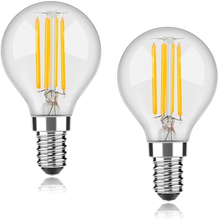 OUKAJO E14 Dimmable LED Light Bulb,SES Small Edision Screw Golf Ball Bulb,4W Warm White 2700K 400lm,2 Count (Pack of 1)