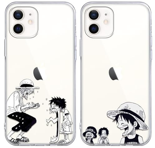 2 Stück Handyhülle für Apple iPhone 12/iPhone 12 pro Hülle 6.1 Zoll, Anime One Piece Luffy Chopper mit Motiv Designs Manga Case Schutz Schutzhülle Stoßfest TPU Weich Ultra Dünn Cover -Transparent6