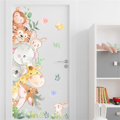 Türaufkleber Waldtiere, Wandtattoo Kinderzimmer, Waldtiere Wandaufkleber Tür Sticker, Selbstklebend Wandsticker Wanddeko Türdeko (A)
