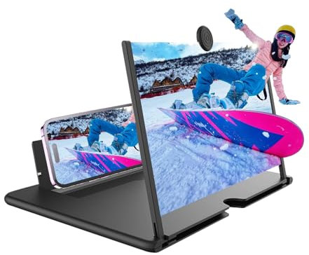 12 Phone Screen Magnifier,Mobile Phone Amplifier with Foldable Stand Holder 3D HD Movie Screen Magnifying Design Screen Amplifier with Pull Design for All Smartphone Phone Projector Gadgets for Gifts