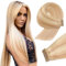 YDDM Tape In Extensions Echthaar 20pcs 35cm 40g Aschblond mit Bleichblond Invisible Tape Extensions Echthaar Extensions Echthaar Ombre Tape Extensions Skin Weft Haarverlängerung(14Zoll,18/613#)