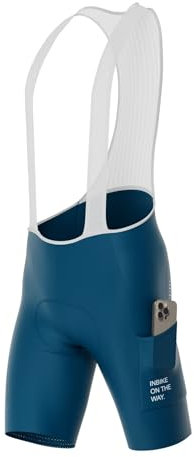 INBIKE Fahrrad-Trägerhose für Herren, 3D-gepolstert, atmungsaktiv, Rennrad-Shorts, leicht, mit Taschen, Blau, Groß