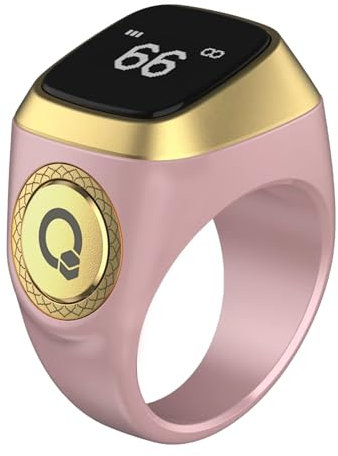 Al salama Smart Tasbih Zikr Ring, 20mm Muslim Digital Azan Wecker, Tasbih Zähler Smart Ring (Rosa)