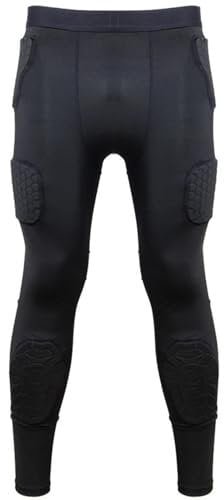 Acunny Basketball Knee Pads - Cushioning Compression Tights Men with 6 Honeycomb Pads, Protective Leg Pads, Sweat-Wicking Men's Compression Trousers for Football, Basketball, Football