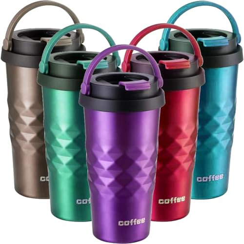 Habwah Travel Mug 500ml Reusable Insulated Coffee Cups Vacuum Insulated Cups & Mugs Stainless Steel Thermal Tumbler for Hot Cold Drinks (Purple)