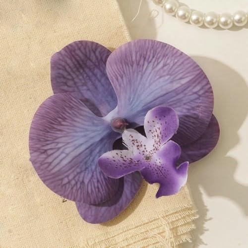 KRVDGR 5/10 Stück Phalaenopsis Künstliche Orchidee 9,5 cm Blumenköpfe Dekoration für Zuhause Zimmerdekor Zubehör-Dunkel-10 Stück