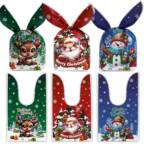 BETESSIN 30 Stück Geschenktüten Weihnachten - Weihnachtstüten Klein 14x23cm - Nikolaussäckchen für Kleine Geschenke Weihnachten Geschenkverpackung Weihnachtsbeutel