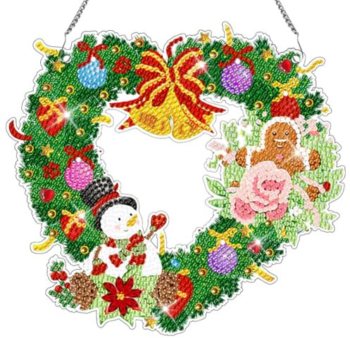 AMZLORD Kit de corona de diamantes de imitación de cristal 5D con forma especial para hombre de galletas de Navidad, diseño de arbusto de Navidad, pintura artística con diamantes, cartel col