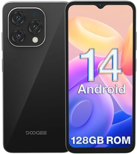 DOOGEE N55 Telephone Portable Android 14, 9GB + 128GB,1TB TF Octa Core, 6,56 HD/90 Hz, 5150mAh 10W Charge, Caméra AI 13MP Smartphone Pas Cher, Face ID/OTG/Widevine L1/Dual Nano 4G SIM