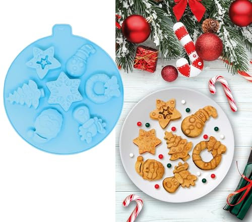 GUIRMA | Moule en Silicone pour 7 Biscuits Boule Arbre (24 cm) - Décoration de Table pour Noël et Nouvel An - Idéal pour Fêtes et Célébrations à Thème - Bleu