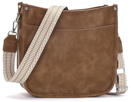 RQJZ Umhängetasche damen mittelgroß bags for women damen-schultertaschen damenhandtasche mit Breitem Gurt & Mehreren Fächern für den Alltag Retro-Kaffee