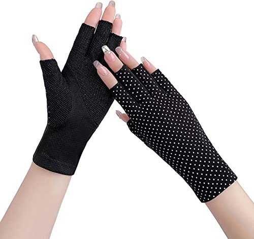CHENGZI Frauen Mädchen Sommer Fingerlose Handschuhe, Rutschfeste UV-Schutz Fahrhandschuhe Outdoor Handschuhe (Black)