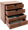 Schubladenbox Holz, Schubladen Organizer, 4 Stöckig Aufbewahrungsbox mit Schubladen, Schreibtisch Organizer, Vintage Schmuckkästchen Holzkästchen Holzbox mit Schubfach