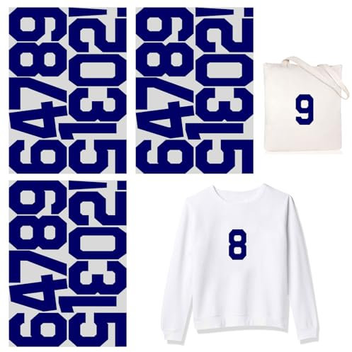 4 Inch 3sets 1-10 Number Iron On Heat Transfer Fabric Vinyl DIY for Sport Jerseys T Shirts Clothes Slogan Printing Crafts Decoration (Blue)