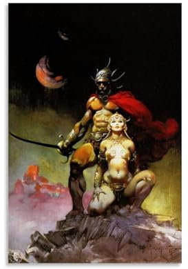 TANWPAN Swords of Mars by Frank Frazetta Poster Dekorative Malerei Leinwand Wandkunst Wohnzimmer Poster Schlafzimmer Malerei,Wandkunst Bilddruck Moderne Familienzimmer Dekor 12x18inch(30x45cm)