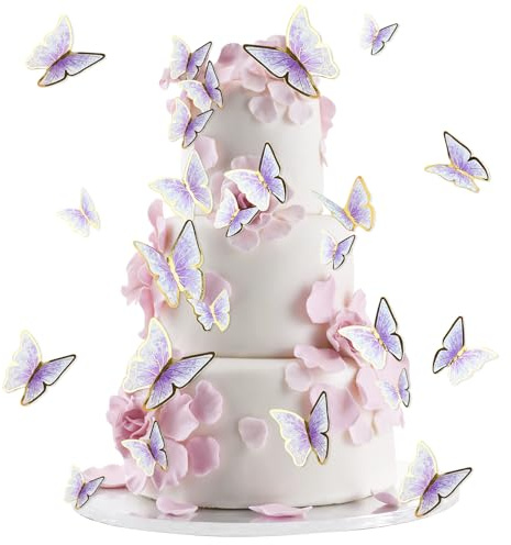 Butterfly Cake Decoration, 30Pcs Butterfly Cake Topper Mixed Size Butterfly Cupcake Picks Cake Decorations for Women Girls for Wedding Party Cake Wall Party Food Decorations (Purple)