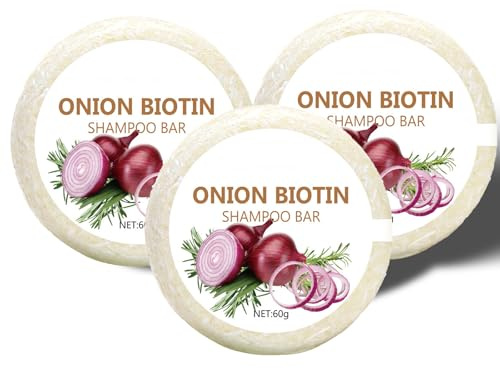 Onion Biotin Shampoo Bar mit Rosmarin, Zwiebel Rosemarin Shampoo Bar, Tiefenreinigend & Hydratisierend, Reisegröße für alle Haartypen, Verwendung in der Dusche zu Hause und auf Reisen (3P)