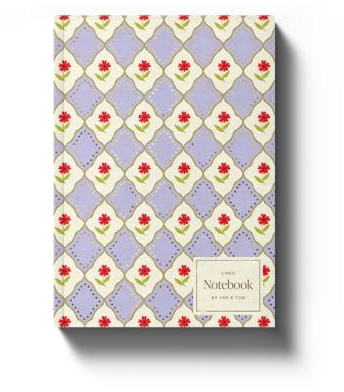 Yop & Tom Luxe Pattern Notebook - A5 lined softcover journal with intricate floral pattern and gold foil details - Lilac