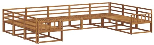 vidaXL Outdoor-Sofagarnitur 9 pcs Natur Massivholz Akazie, Outdoor modernes Sofa Set, robuste Patiosammlung, vielseitige Gartenmöbel, Sectional Lounger für Entspannung im Hinterhof