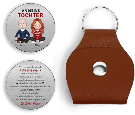 Geschenke Mall Pocket Hug Schlüsselanhänger Personalisiert - An Meine Tochter Sprüche Von Papa - Schlüsselanhänger Filz Mit Spruch, Papa Sohn Geschenk, Vater Schluesselanhaenger Geschenk