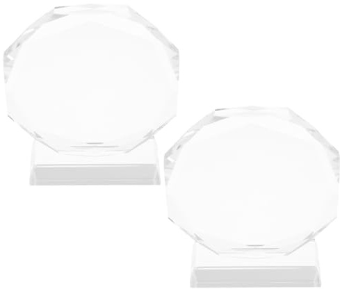 Veemoon 2 Pièces Trophée en Cristal de Récompense Personnalisé Gravure pour Employés, Verre Élégant, Artisanat Délicat, pour Festivals et Commémorations