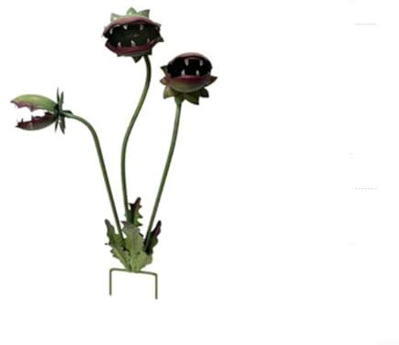 ZiStarlilife Metal Venus Flytrap for SCULPTURE, Whimsical Carnivorous Plant Garden Decor With Rust-Resistant Coating, Tool-Free Installation For Outdoor Patios, Lawns, Flower(17cm)