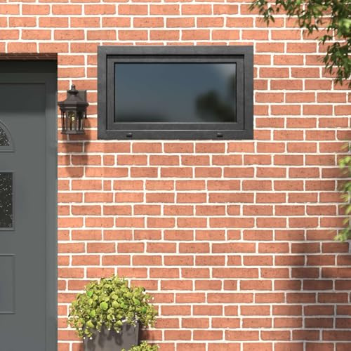 Runheo Ventana de sótano RISOR 100 x 60 cm PVC y cristal antracita, con protección térmica y aislamiento acústico, marco de plástico con herraje y junta, ideal para sótanos