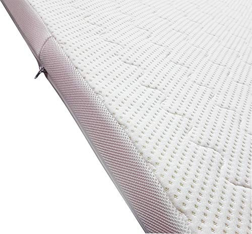 MOON-Luxury Visco Topper mit Bambus Doppeltuch Bezug 8cm für Matratzen & Boxspringbett Memory Foam Matratzenauflage mit Befestigungsbändern, Made in Europa 100 x 200 x 8 cm