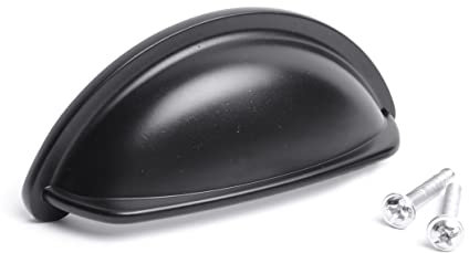 BSM Marketing Ariel Antique Cupboard Cabinet Door Drawer Cup Pull Handle Stepped Chrome/Matt Black/Pewter/Brushed (2, Matt Black)