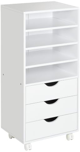 Vinsetto Vertikaler Aktenschrank, mobiler Büro-Aktenschrank, Weiß